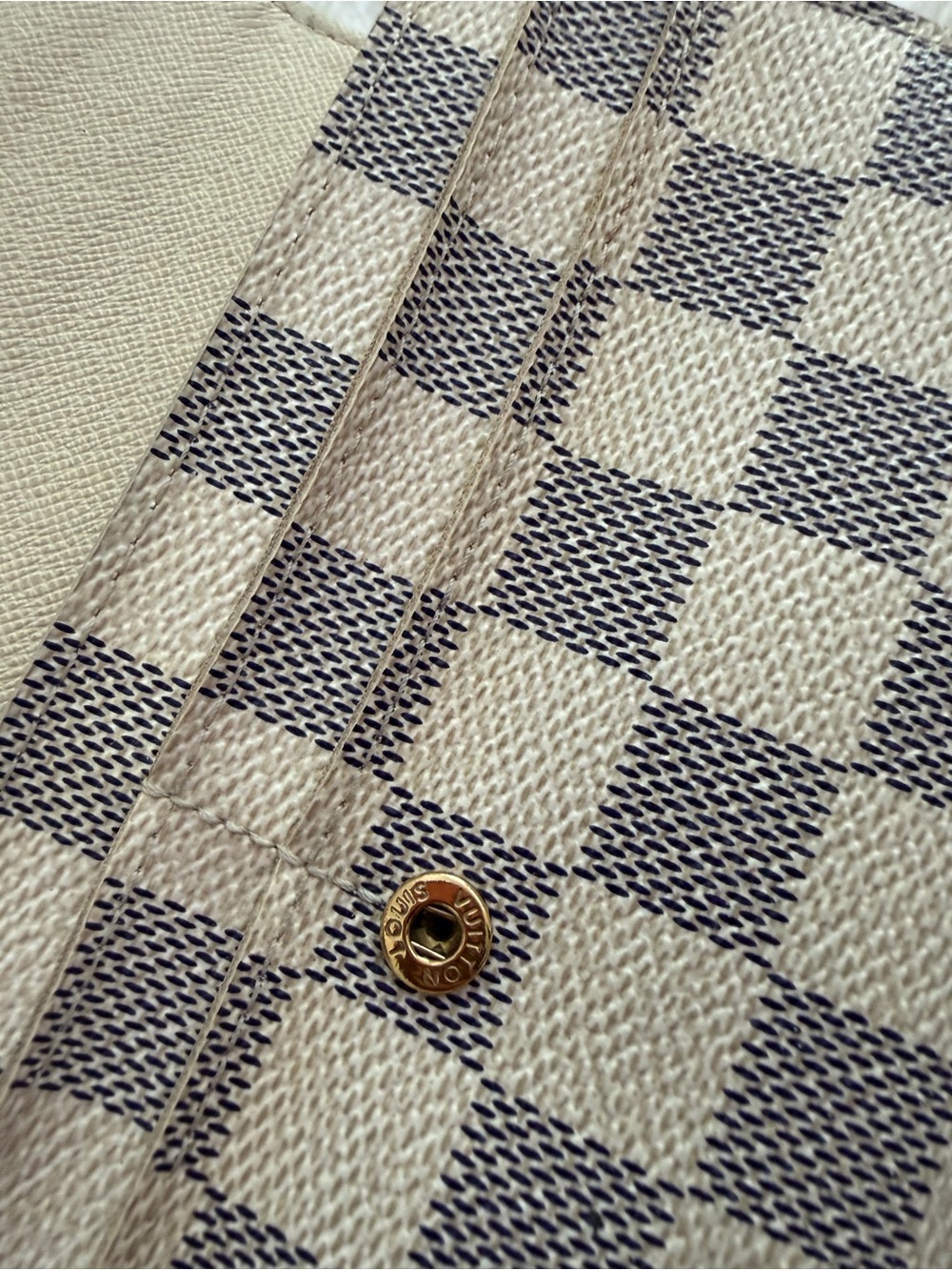 Louis Vuitton Damier Azur Checkered Fold Wallet - Cream & Navy - Picture 9 of 14